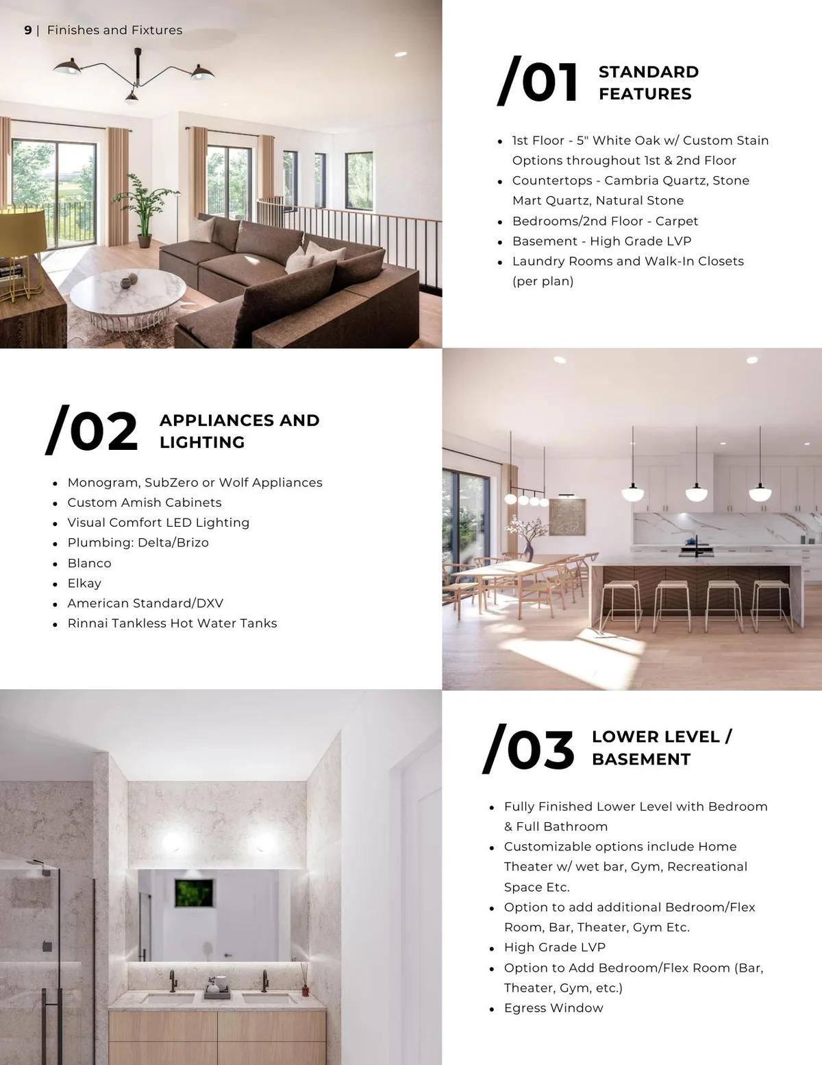 Finishes & fixtures spread for Scioto Villas · Upper Arlington