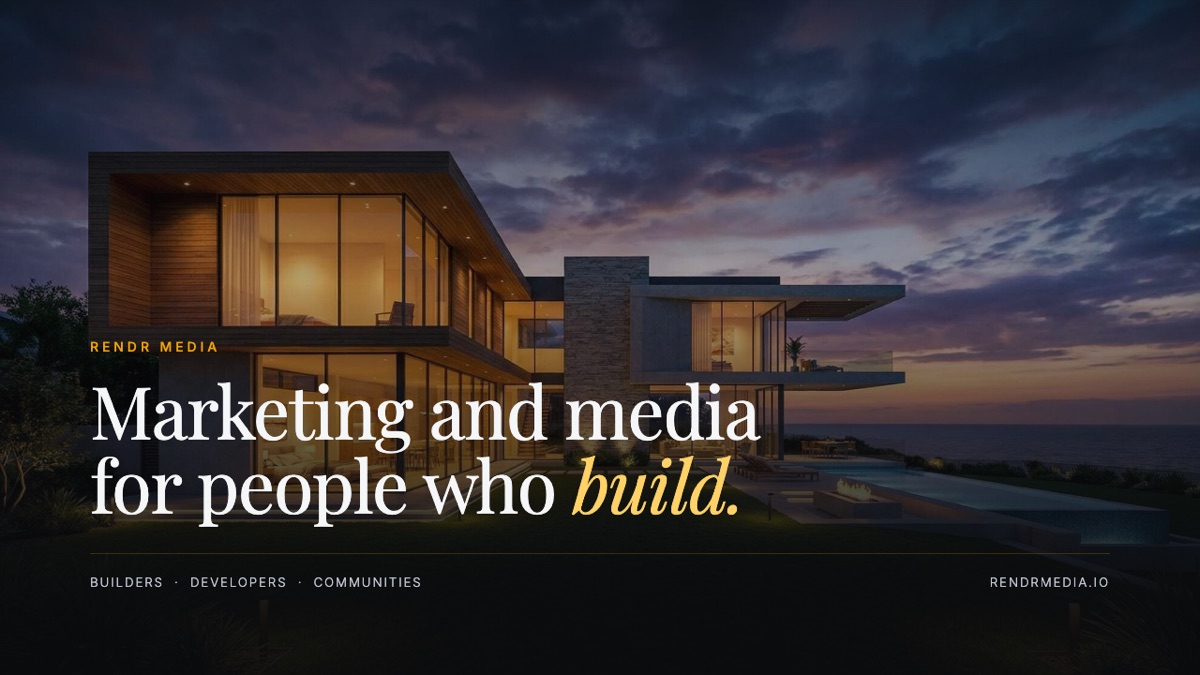 Cover of the Rendr Media builder capabilities and pricing guide