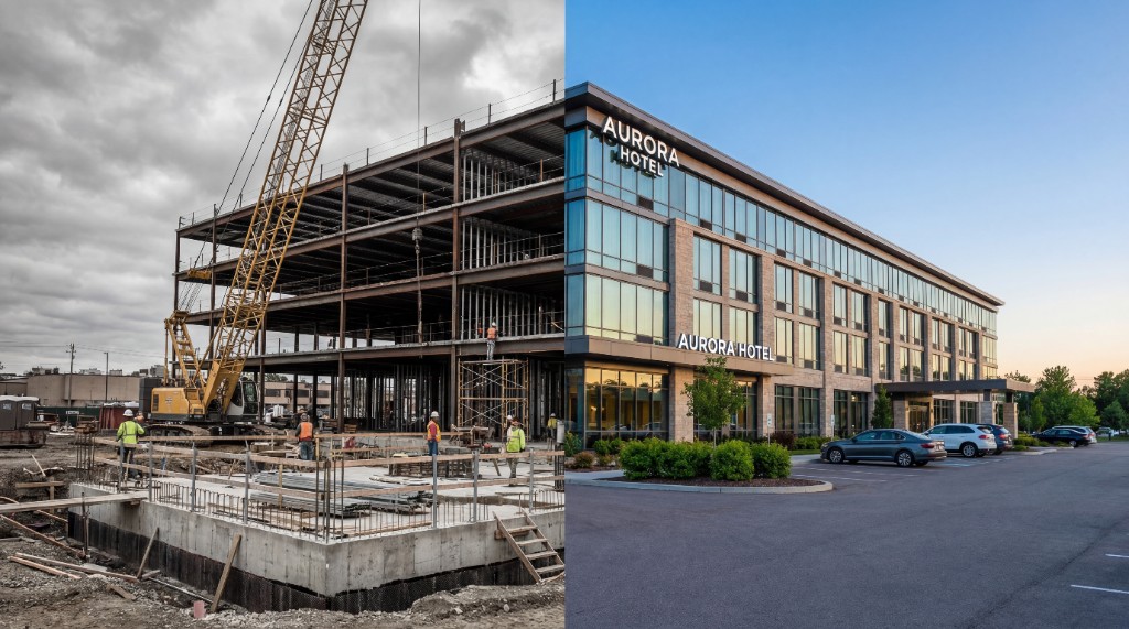 Modern lobby interior rendering