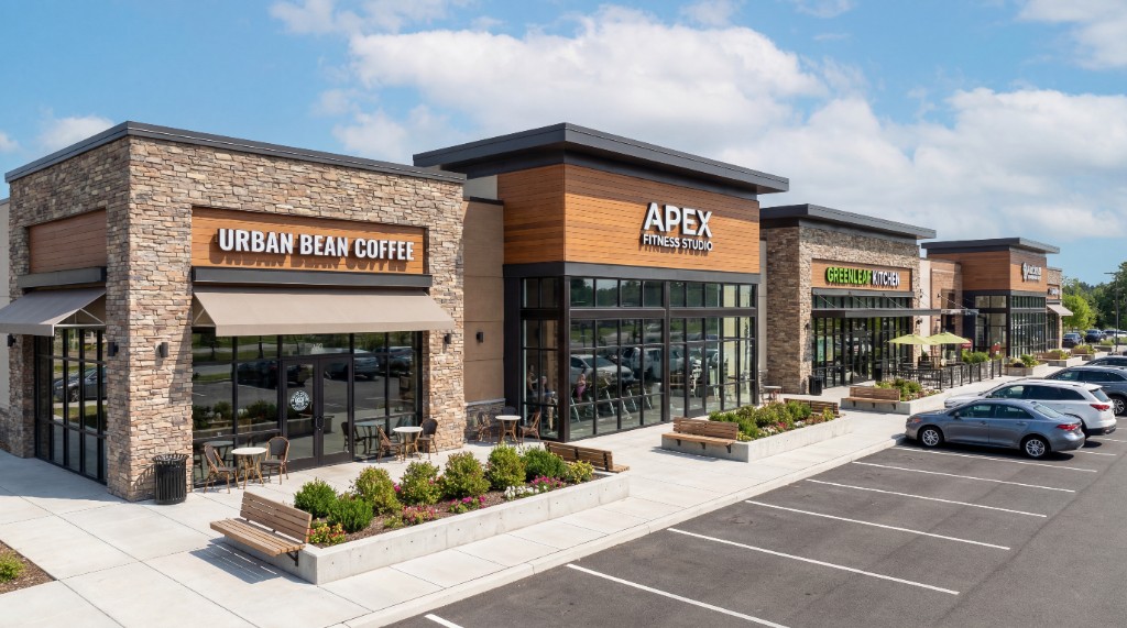 Modern cabin in fall foliage